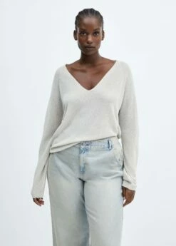 Pull-over Lurex Col V -Promos Mango Boutique 57017727 PL D5