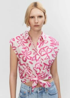 Chemise Imprimée Nœud -Promos Mango Boutique 57020215 88