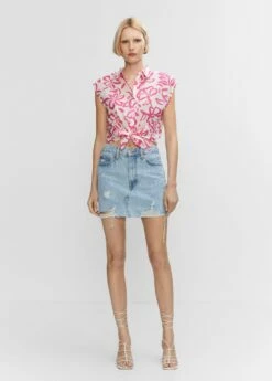 Chemise Imprimée Nœud -Promos Mango Boutique 57020215 88 99999999 01