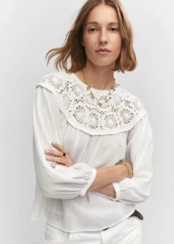 Blouse Empiècement Crochet -Promos Mango Boutique 57020242 01 D1