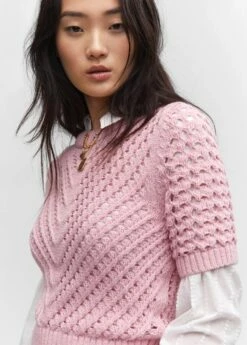 Pull-over Ajouré Manches Courtes 12 Pull-over Ajouré Manches Courtes -Promos Mango Boutique 57023804 81 D1