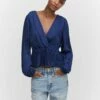 Blouse Cache-cœur Satinée -Promos Mango Boutique 57023808 57