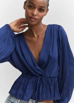 Blouse Cache-cœur Satinée 11 Blouse Cache-cœur Satinée -Promos Mango Boutique 57023808 57 D1