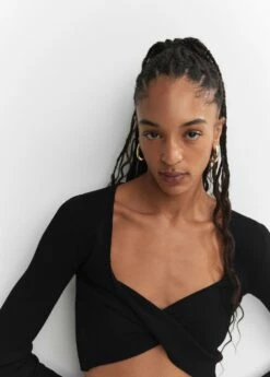 Pull-over Crop Croisé -Promos Mango Boutique 57023814 99 D1