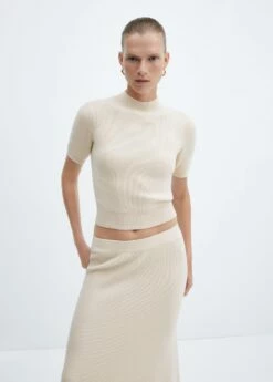 Pull-over Col Montant Manches Courtes -Promos Mango Boutique 57023815 08