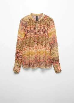 Blouse Imprimée Fermeture Nœud -Promos Mango Boutique 57023822 15 B
