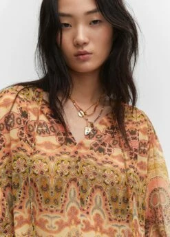 Blouse Imprimée Fermeture Nœud -Promos Mango Boutique 57023822 15 D1