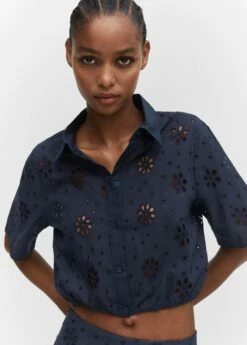 Chemise Brodée Crop -Promos Mango Boutique 57025794 56 D1