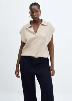 Gilet Maille Col Polo 19 Gilet Maille Col Polo -Promos Mango Boutique 57025796 06 D5