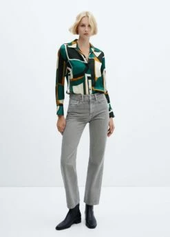 Chemise Satinée En Imprimé Géométrique -Promos Mango Boutique 57025984 43 99999999 01