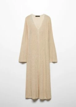 Robe Midi Maille Lurex -Promos Mango Boutique 57027717 OR B