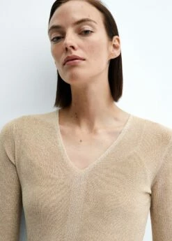 Robe Midi Maille Lurex -Promos Mango Boutique 57027717 OR D1