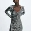 Robe Froncée Sequins -Promos Mango Boutique 57029105 PL