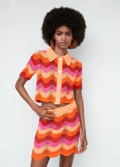 Cardigan Crop Maille Ajourée