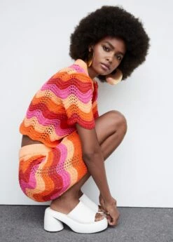 Cardigan Crop Maille Ajourée 12 Cardigan Crop Maille Ajourée -Promos Mango Boutique 57030250 20 D2