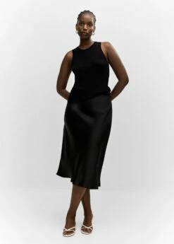 Jupe Midi Satinée 26 Jupe Midi Satinée -Promos Mango Boutique 57030409 99 D3