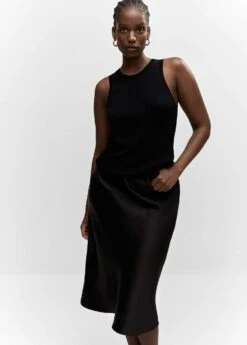 Jupe Midi Satinée 28 Jupe Midi Satinée -Promos Mango Boutique 57030409 99 D5