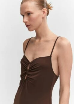 Robe Fendue Détails Froncés -Promos Mango Boutique 57032887 30 D1