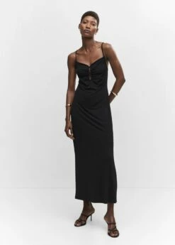 Robe Fendue Détails Froncés -Promos Mango Boutique 57032887 99 99999999 01