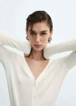 Cardigan Laine Torsades -Promos Mango Boutique 57035802 05 D1