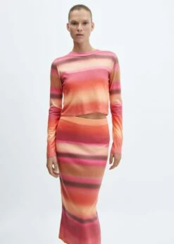 Jupe Maille Imprimée Dégradée -Promos Mango Boutique 57035809 20 D1