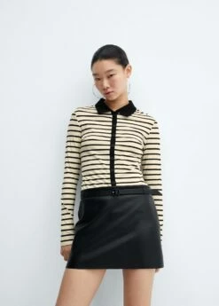 Chemise Rayures Maille Côtelée -Promos Mango Boutique 57035994 99 D2