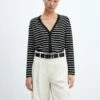 Cardigan Rayures Maille Côtelée