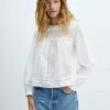 Blouse Coton Détails Ajourés -Promos Mango Boutique 57037118 01