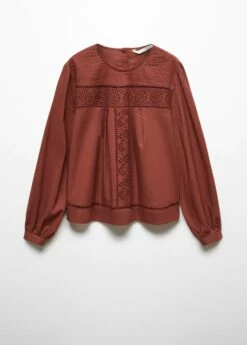 Blouse Coton Détails Ajourés -Promos Mango Boutique 57037118 76 B