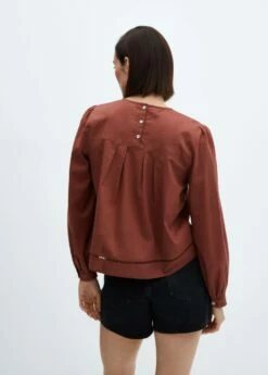 Blouse Coton Détails Ajourés -Promos Mango Boutique 57037118 76 R