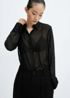 Chemise Semi-transparente Plumetis -Promos Mango Boutique 57038268 99 D6