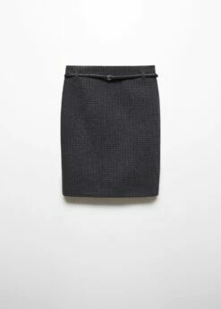 Jupe Pied-de-poule Ceinture -Promos Mango Boutique 57038280 92 B
