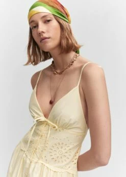 Robe Chemise Détails Ajourés -Promos Mango Boutique 57040081 10 D1