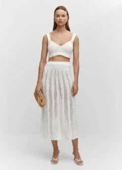 Jupe Maille Détails Ajourés -Promos Mango Boutique 57040256 01 99999999 01