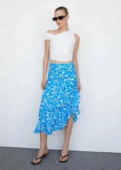 Jupe Asymétrique Imprimée -Promos Mango Boutique 57040266 52 99999999 01