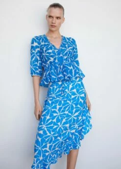 Jupe Asymétrique Imprimée -Promos Mango Boutique 57040266 52 D1