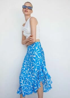 Jupe Asymétrique Imprimée -Promos Mango Boutique 57040266 52 D2