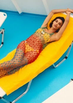 Robe Maille Filet Multicolore Perles -Promos Mango Boutique 57040377 70 D6