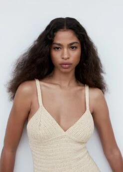 Robe Maille Détail Sequins -Promos Mango Boutique 57040453 05 D1