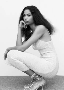 Robe Maille Détail Sequins -Promos Mango Boutique 57040453 05 D2