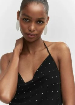 Robe Col Bénitier Strass -Promos Mango Boutique 57042889 99 D1