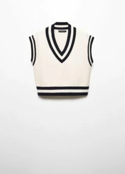 Gilet Col V Contrasté -Promos Mango Boutique 57044398 05 B