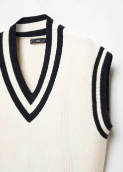 Gilet Col V Contrasté -Promos Mango Boutique 57044398 05 D8