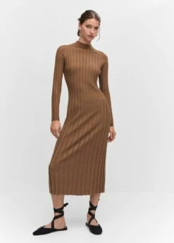 Robe Maille Côtelée Col Montant -Promos Mango Boutique 57044763 17 99999999 01