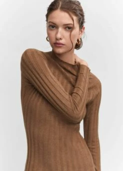 Robe Maille Côtelée Col Montant -Promos Mango Boutique 57044763 17 D1