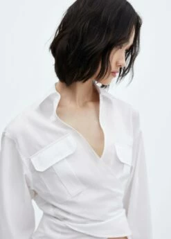 Chemise Coton Cache-cœur -Promos Mango Boutique 57044784 01 D1