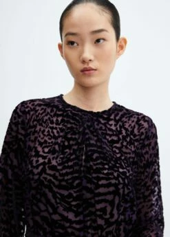 Robe Semi-transparente Velours -Promos Mango Boutique 57048270 99 D1