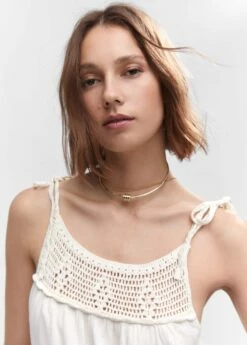 Robe Longue Empiècement Crochet -Promos Mango Boutique 57050306 02 D1