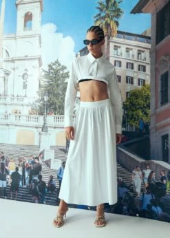 Jupe Longue Avec Détail à Pinces -Promos Mango Boutique 57050470 01 D6