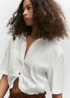 Chemise Crop Nœud -Promos Mango Boutique 57050487 01 D1